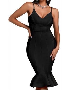 MEILUN Bandage Shapewear Sleeveless Mermaid Bodycon Midi Party Dress Formal Gown